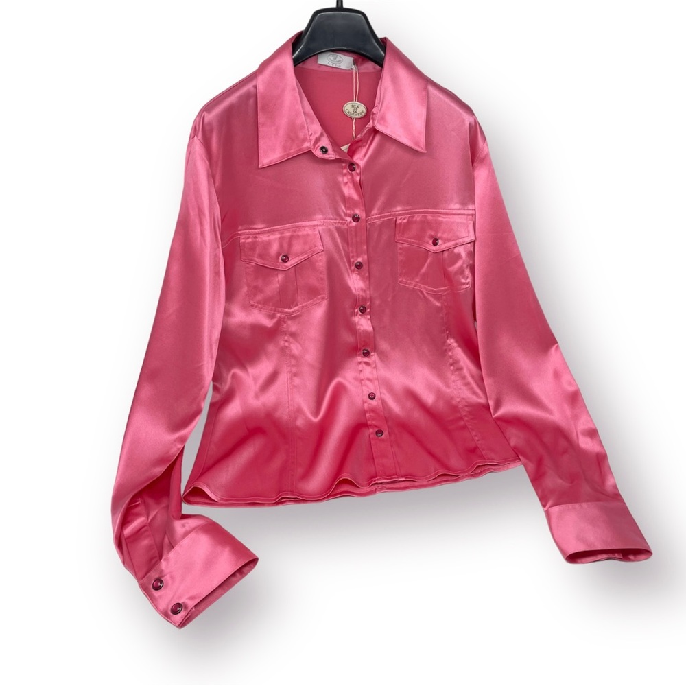 Silk & Cashmere Pure Silk Long Sleeve Western Style Shirt - Picture 6 of 15